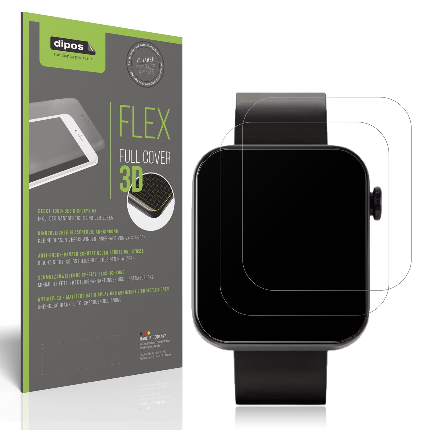 Matte Displayschutzfolie von dipos passend für Kendox Life Tracker, 100% Displayabdeckung und blasenfreie Montage