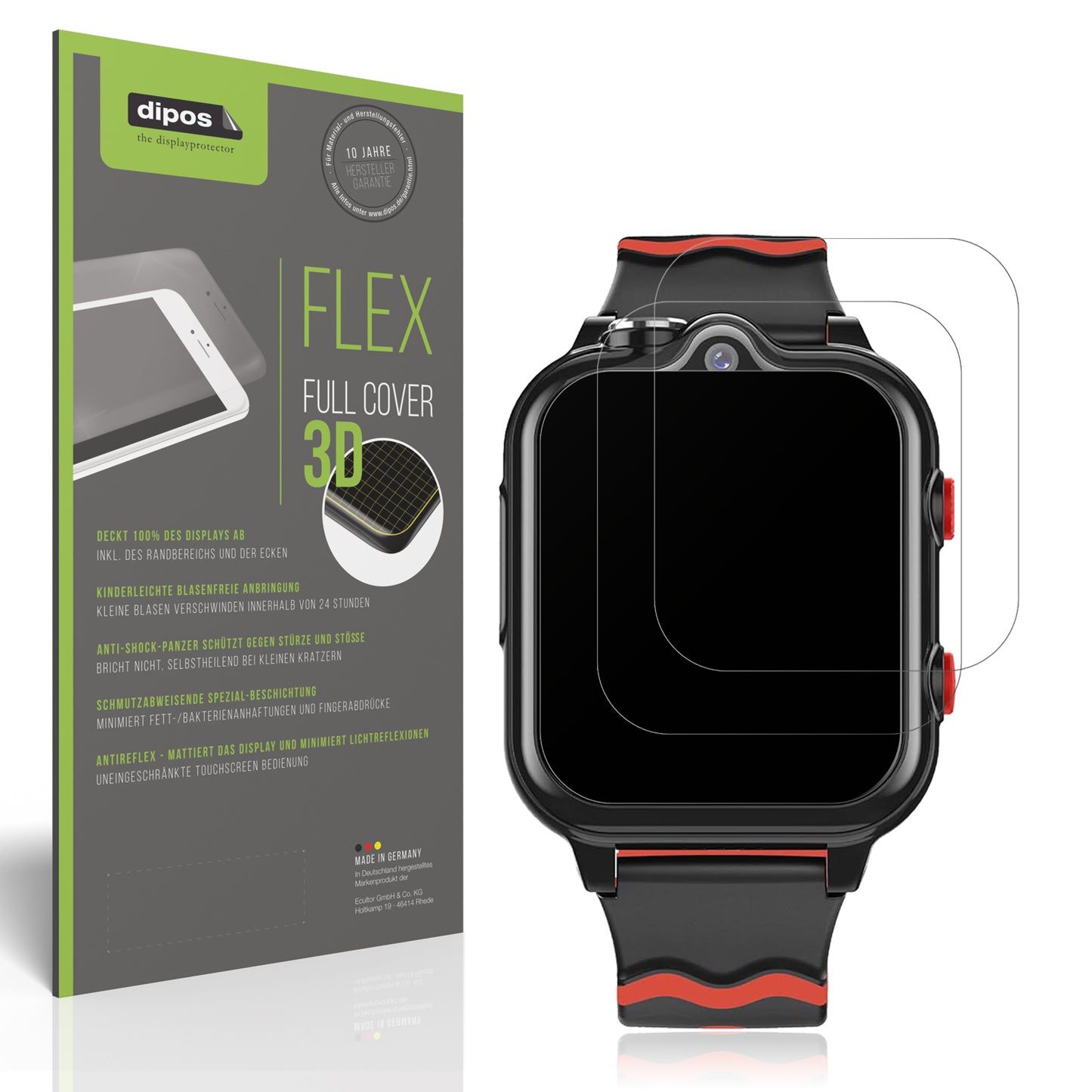 Matte Displayschutzfolie von dipos passend für Krostming Kids Smartwatch GPS 4G, 100% Displayabdeckung und blasenfreie Montage