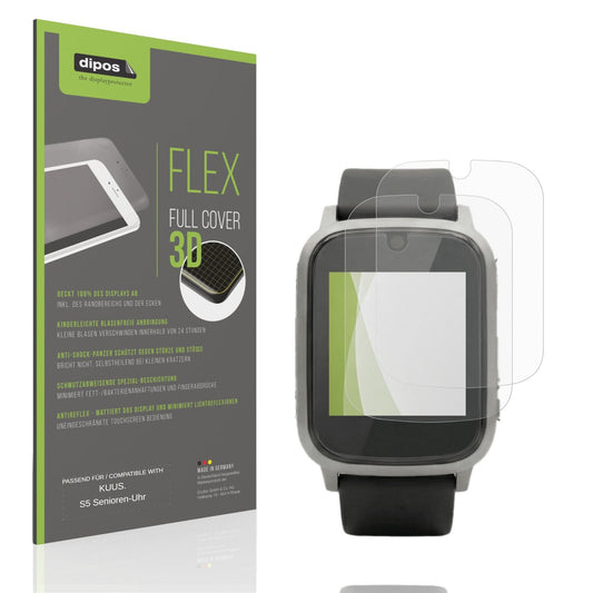 Matte Displayschutzfolie von dipos passend für KUUS. S5 Senioren-Uhr, 100% Displayabdeckung und blasenfreie Montage