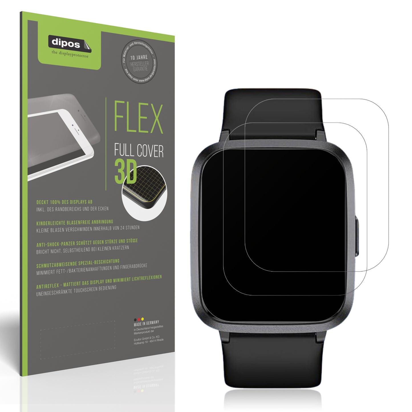 Matte Displayschutzfolie von dipos passend für LETSACTIV ID205U Smartwatch, 100% Displayabdeckung und blasenfreie Montage