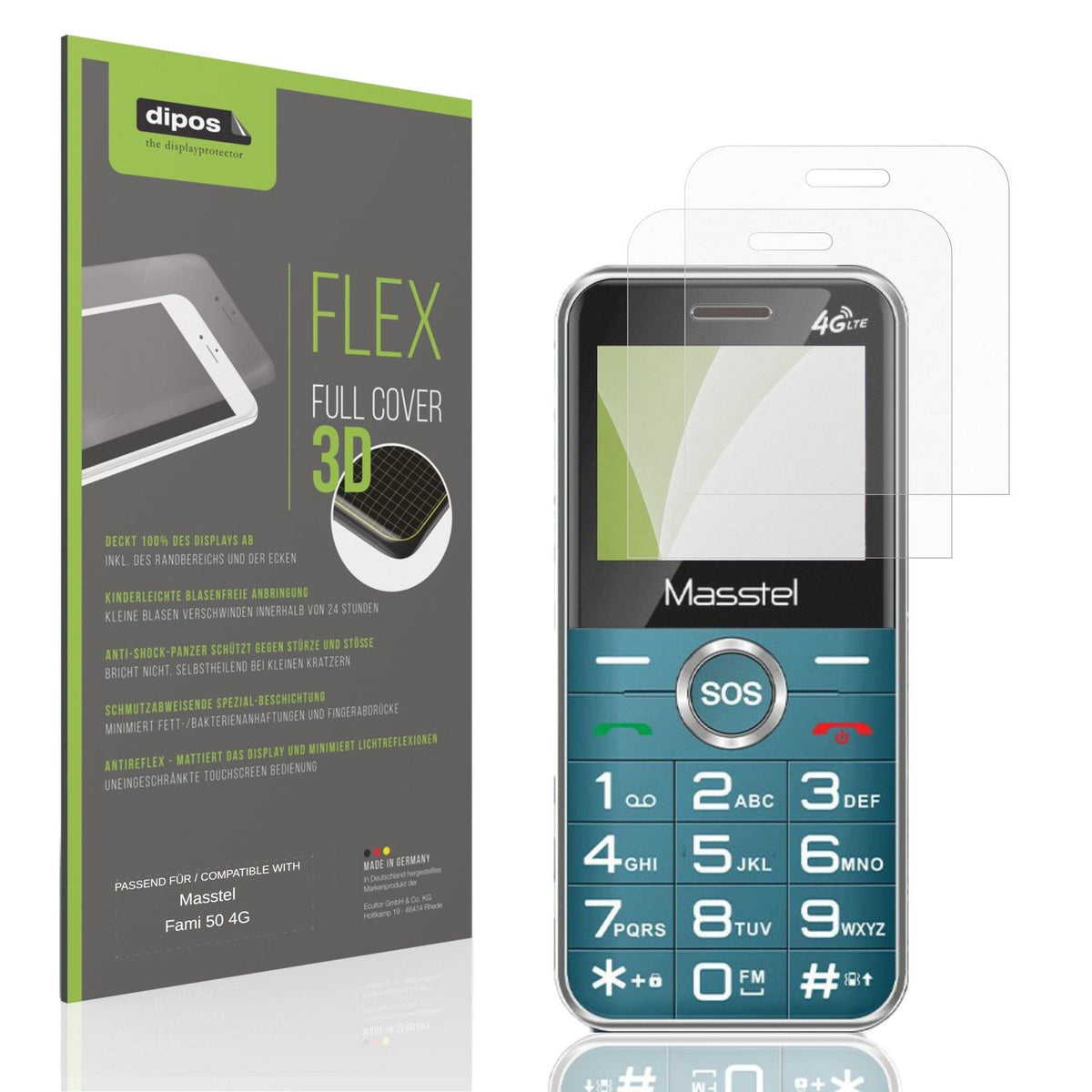 Matte Displayschutzfolie von dipos passend für Masstel Fami 50 4G, 100% Displayabdeckung und blasenfreie Montage