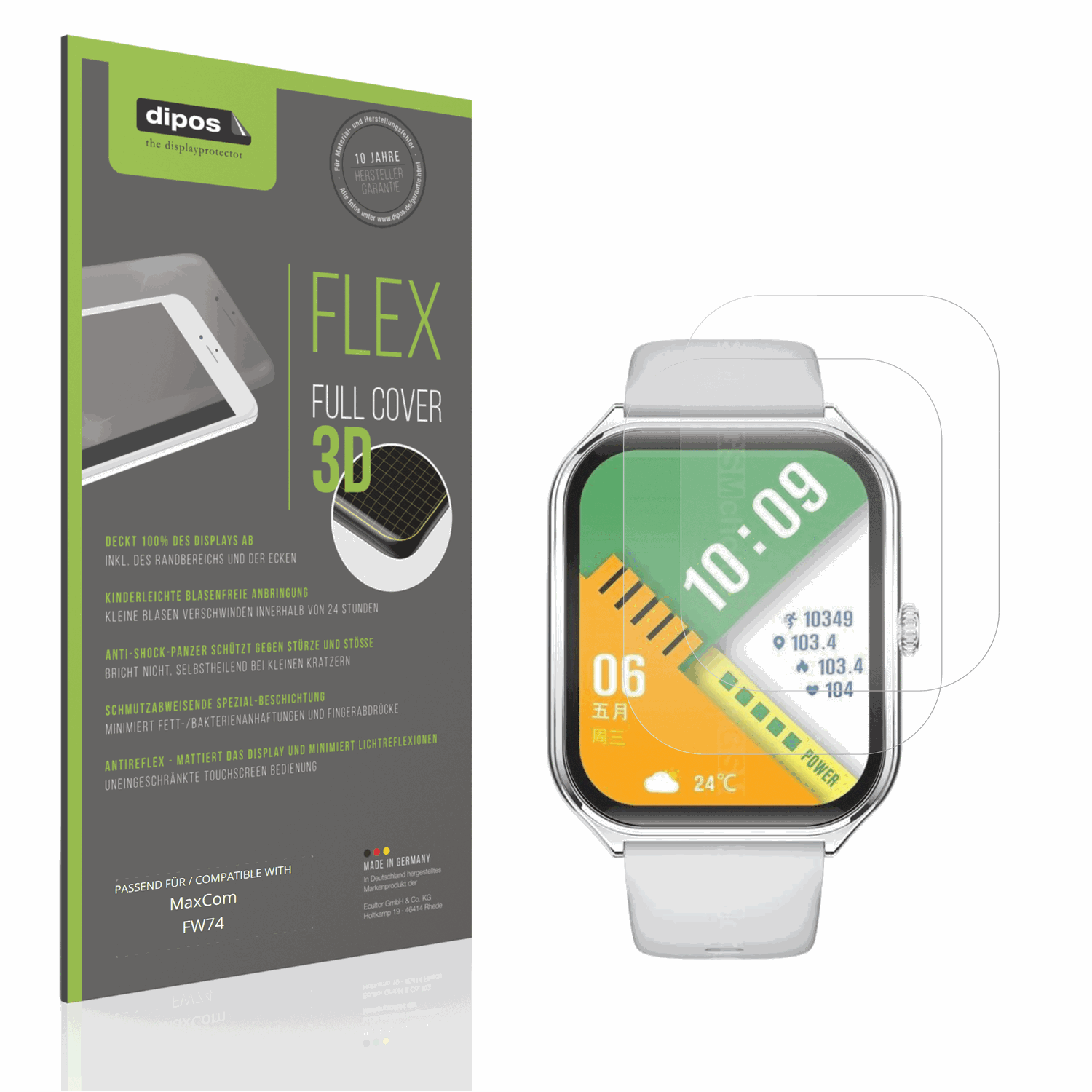 Matte Displayschutzfolie von dipos passend für MaxCom FW74, 100% Displayabdeckung und blasenfreie Montage