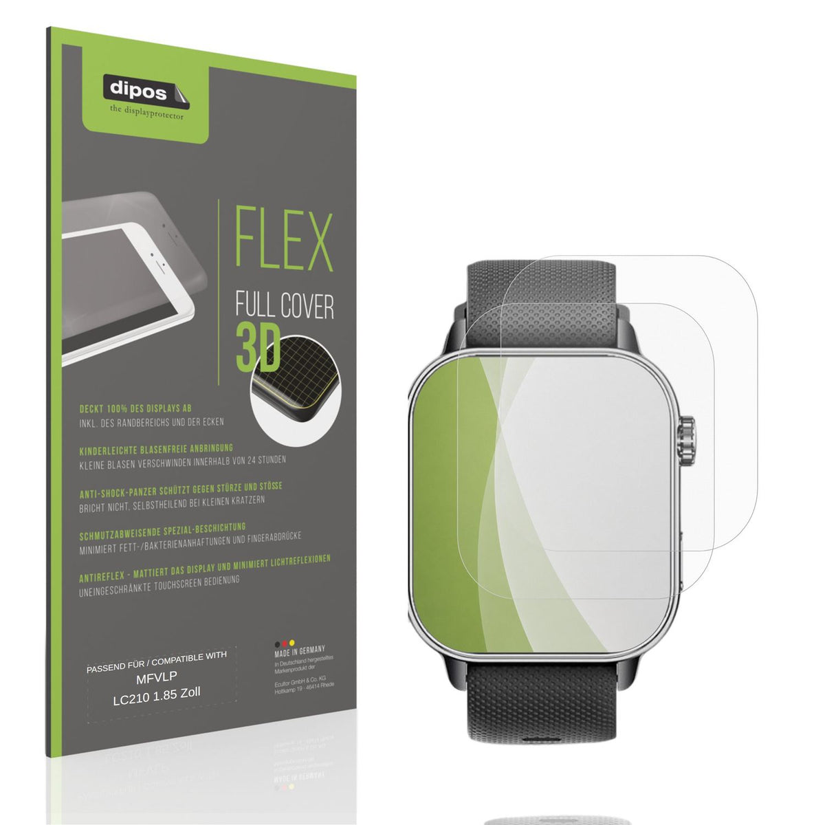 Matte Displayschutzfolie von dipos passend für MFVLP LC210 1.85 Zoll, 100% Displayabdeckung und blasenfreie Montage