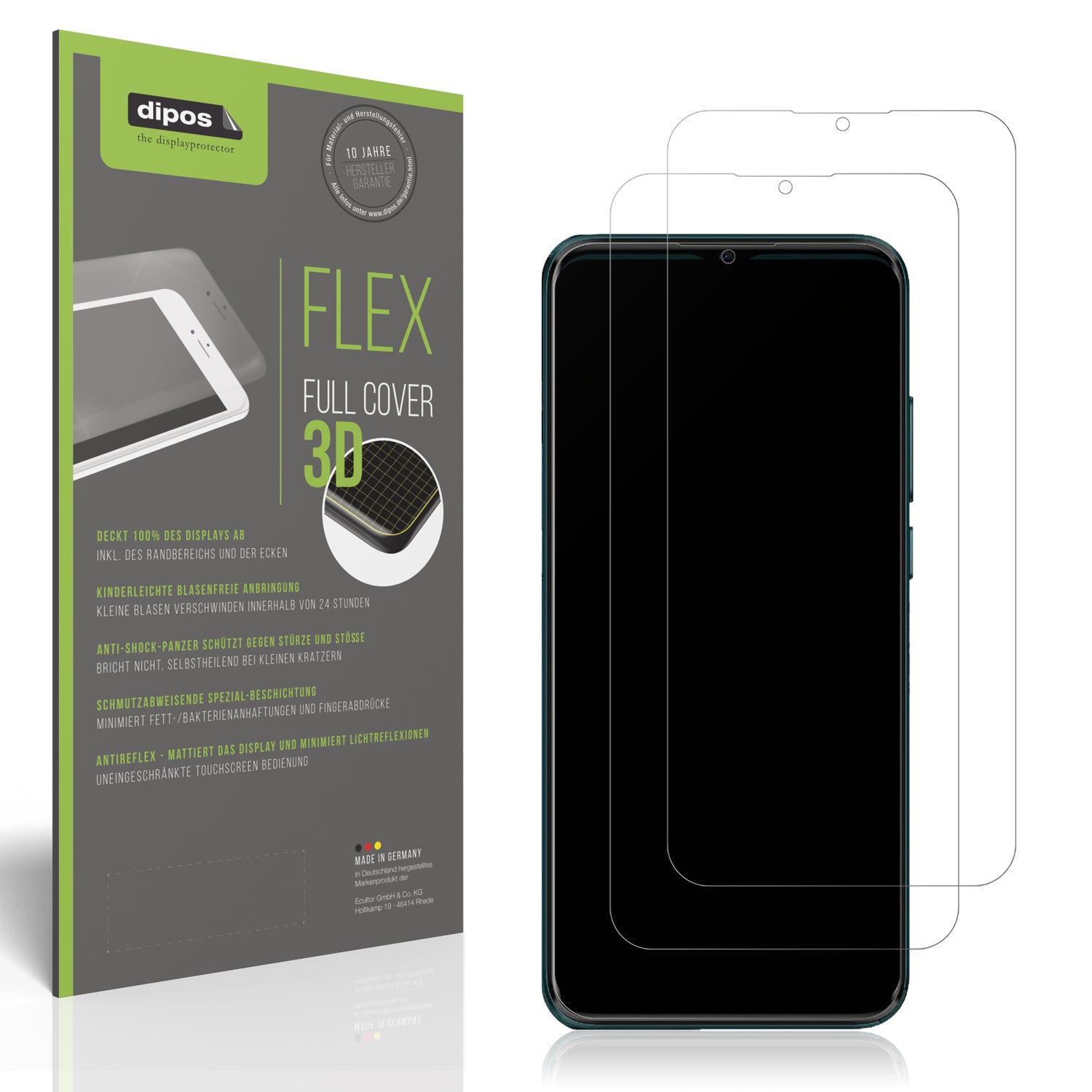 Matte Displayschutzfolie von dipos passend für Mobicel P12, 100% Displayabdeckung und blasenfreie Montage