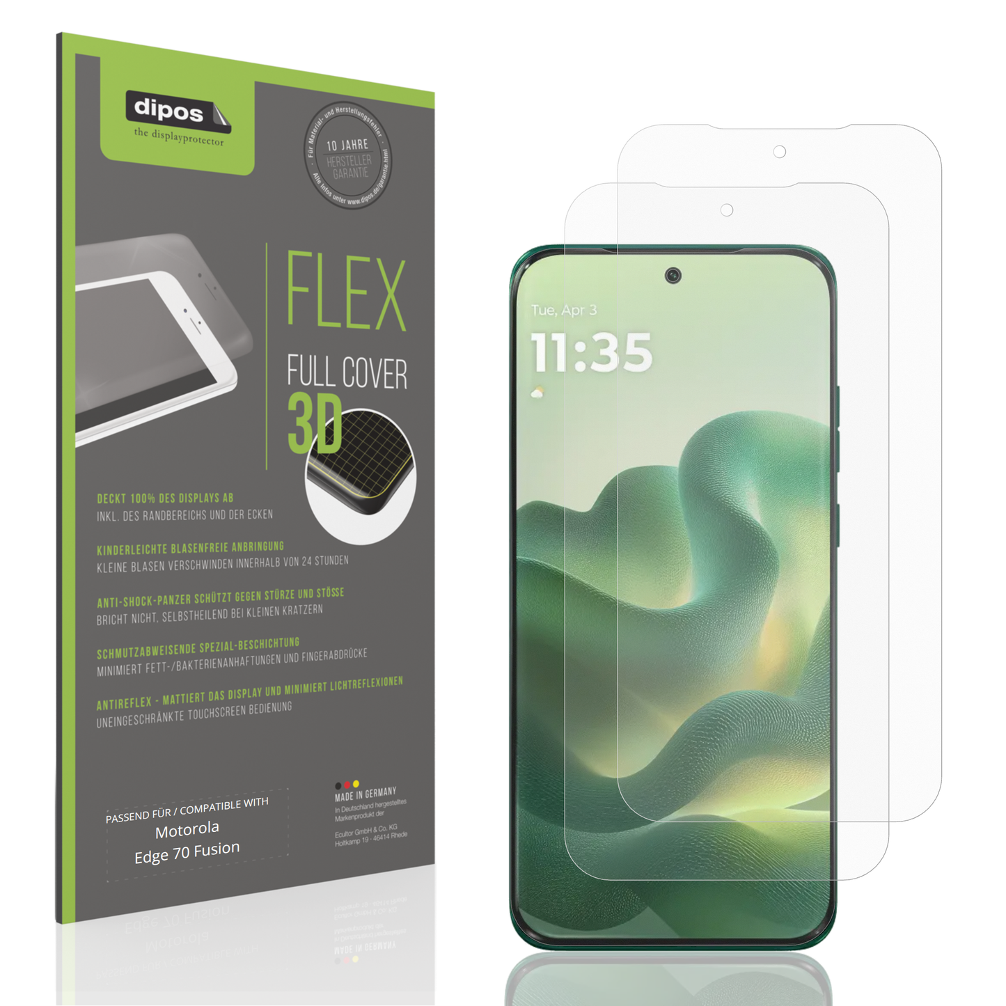 Matte Displayschutzfolie von dipos passend für Motorola Edge 70 Fusion, 100% Displayabdeckung und blasenfreie Montage