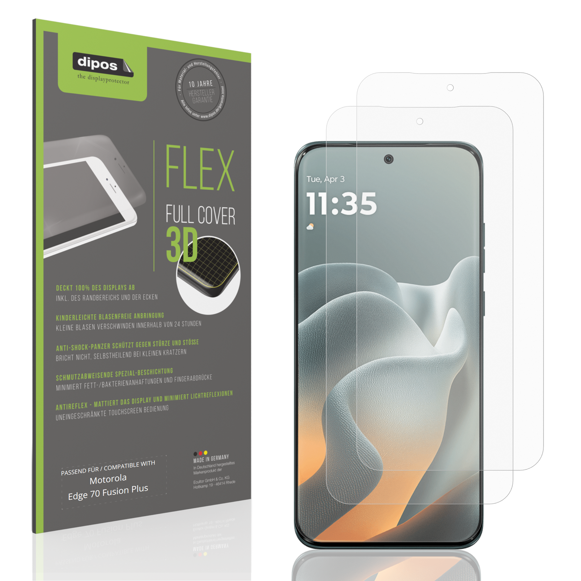 Matte Displayschutzfolie von dipos passend für Motorola Edge 70 Fusion Plus, 100% Displayabdeckung und blasenfreie Montage