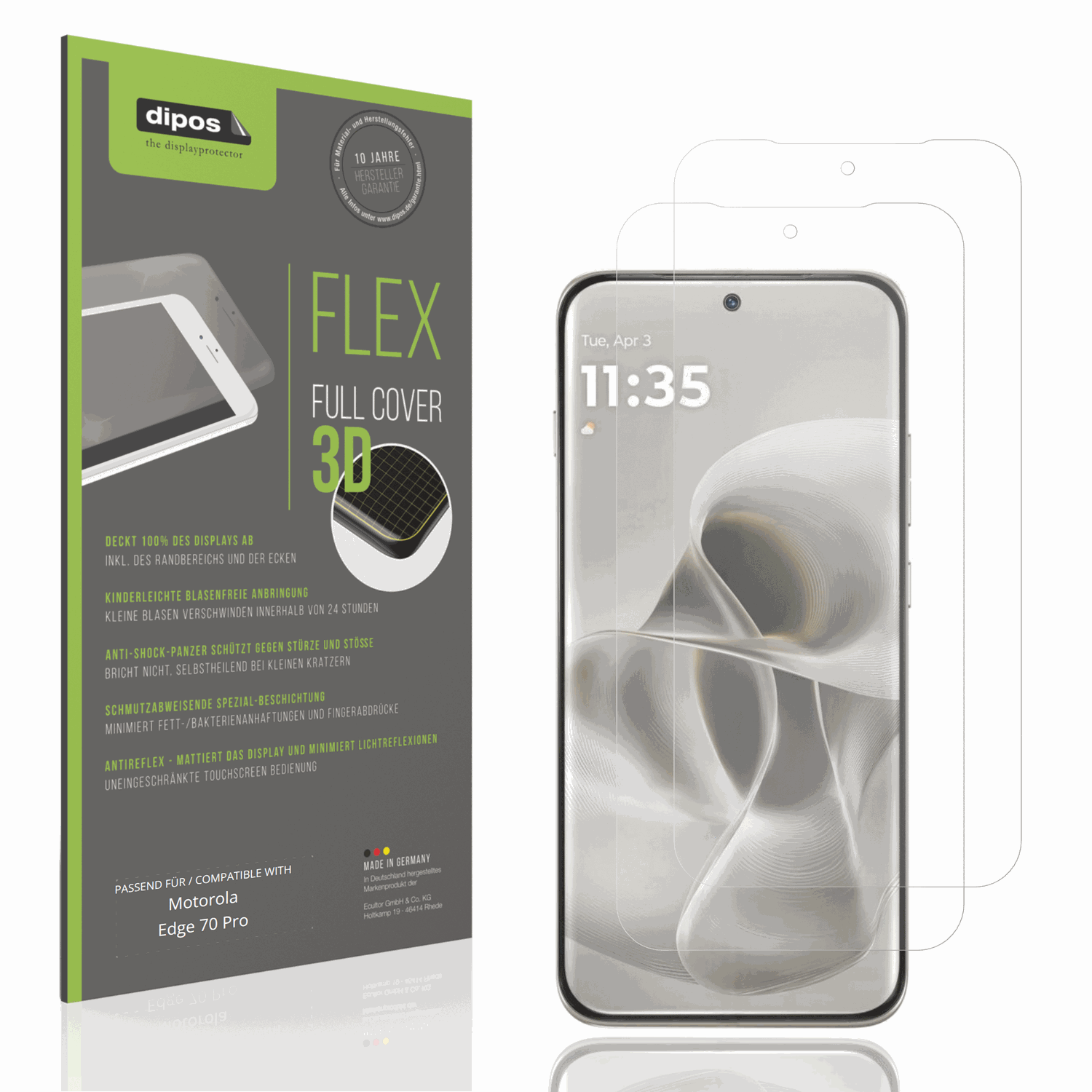 Matte Displayschutzfolie von dipos passend für Motorola Edge 70 Pro, 100% Displayabdeckung und blasenfreie Montage