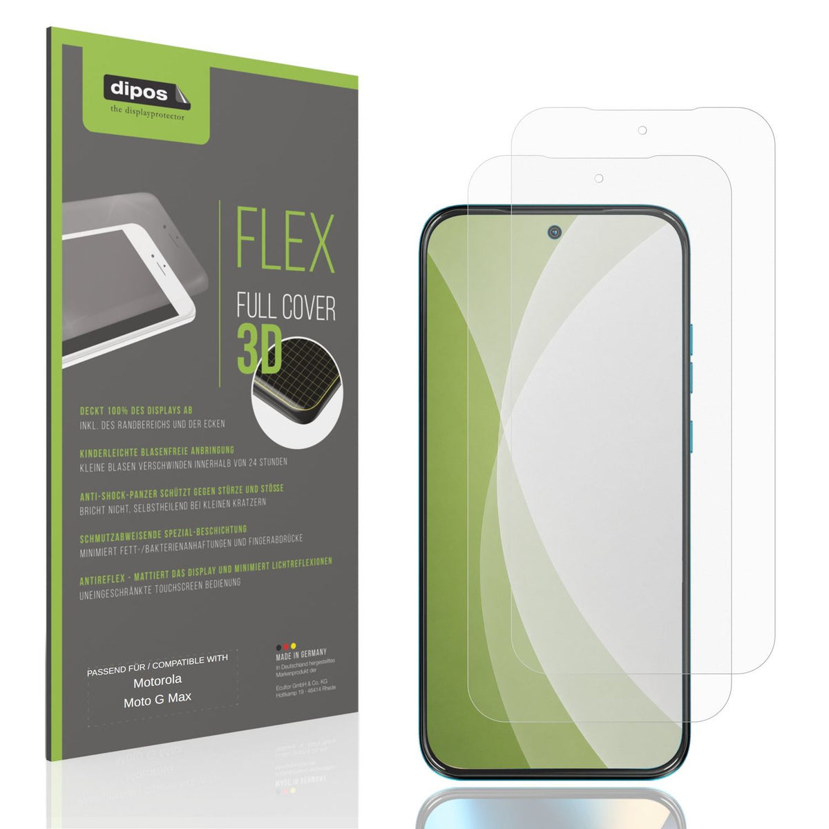Matte Displayschutzfolie von dipos passend für Motorola Moto G Max, 100% Displayabdeckung und blasenfreie Montage