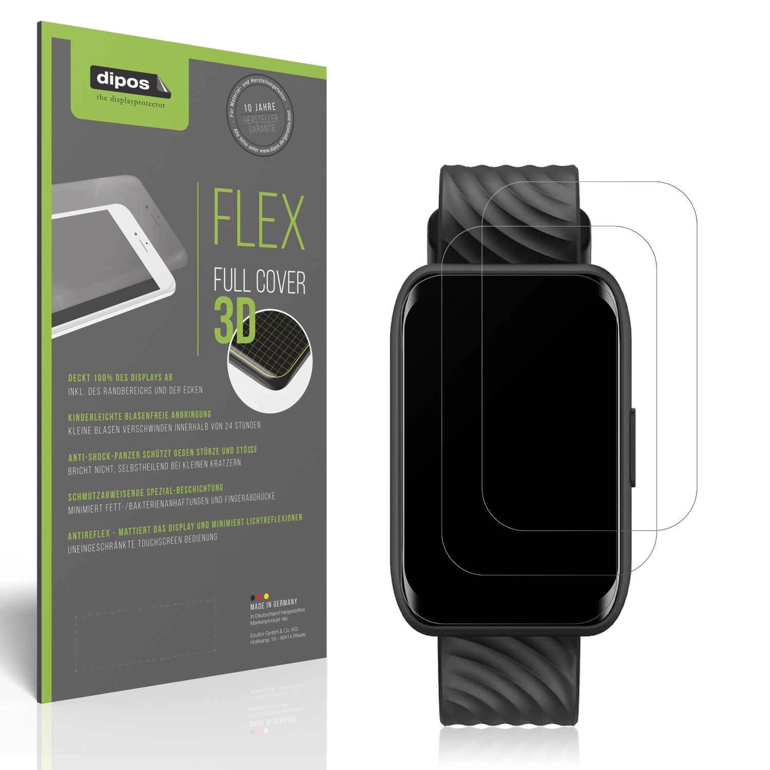 Matte Displayschutzfolie von dipos passend für Motorola Moto Watch 40, 100% Displayabdeckung und blasenfreie Montage