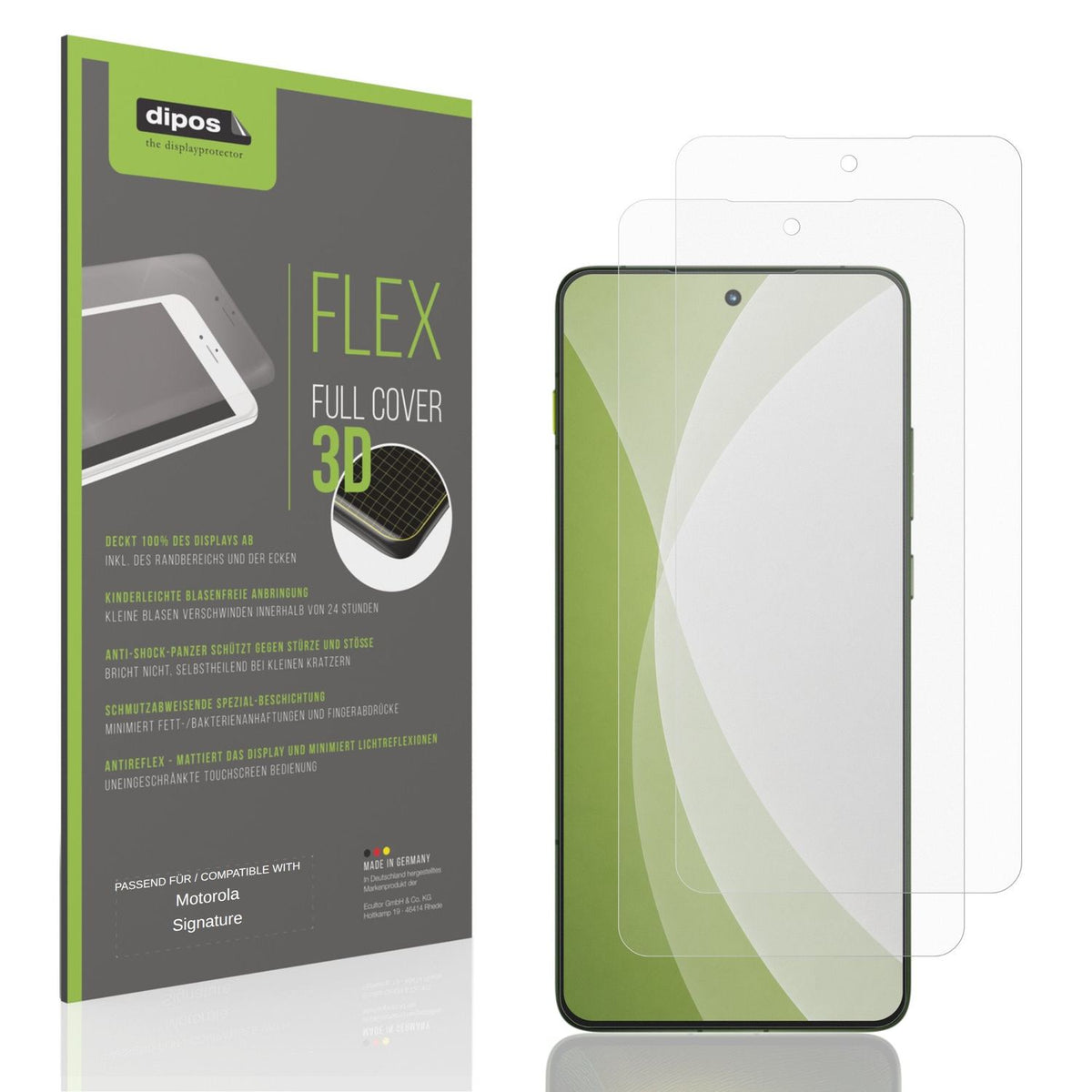 Matte Displayschutzfolie von dipos passend für Motorola Signature, 100% Displayabdeckung und blasenfreie Montage