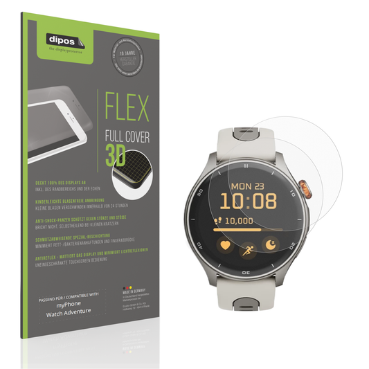 Matte Displayschutzfolie von dipos passend für myPhone Watch Adventure, 100% Displayabdeckung und blasenfreie Montage