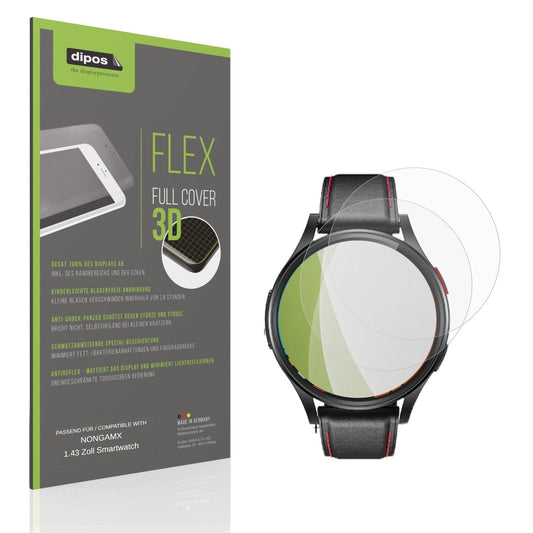 Matte Displayschutzfolie von dipos passend für NONGAMX 1.43 Zoll Smartwatch, 100% Displayabdeckung und blasenfreie Montage