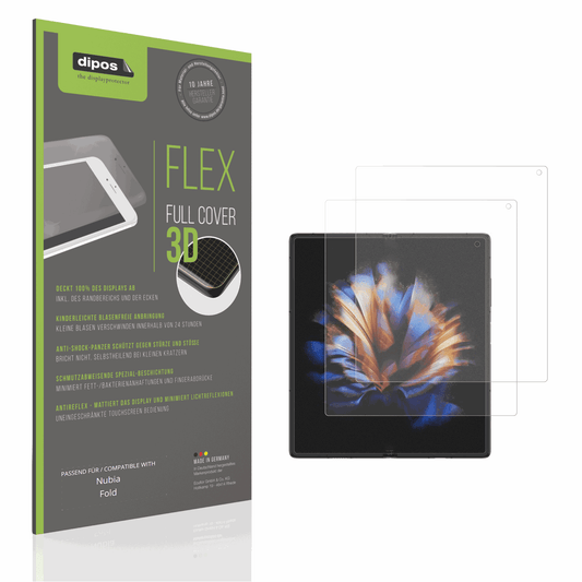 Matte Displayschutzfolie von dipos passend für Nubia Fold Aussenseite, 100% Displayabdeckung und blasenfreie Montage