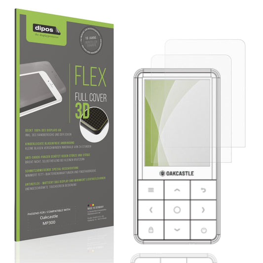 Matte Displayschutzfolie von dipos passend für Oakcastle MP300, 100% Displayabdeckung und blasenfreie Montage