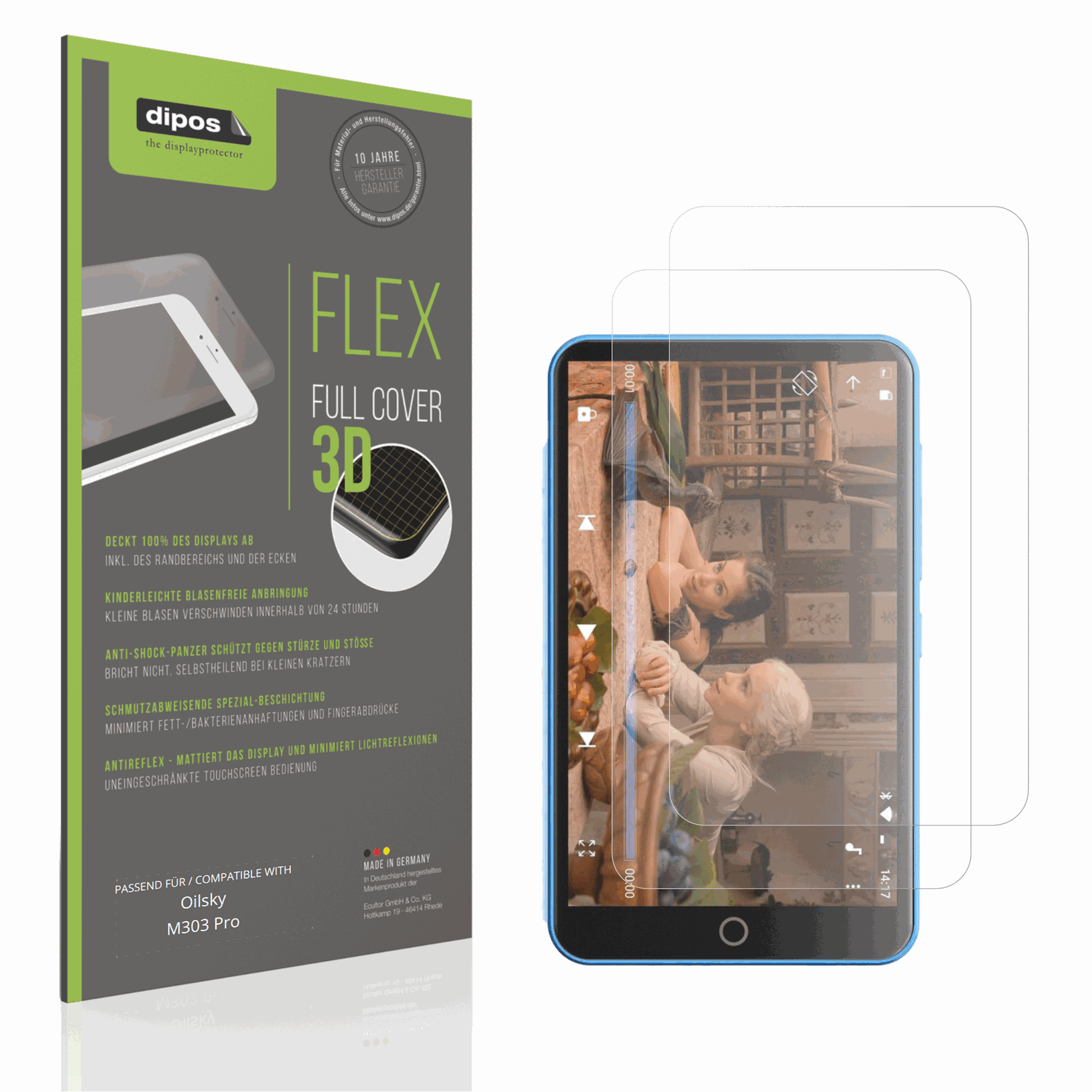 Matte Displayschutzfolie von dipos passend für Oilsky M303 Pro, 100% Displayabdeckung und blasenfreie Montage