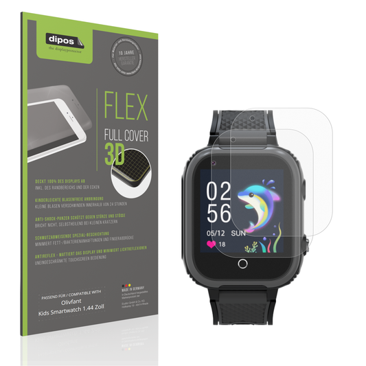 Matte Displayschutzfolie von dipos passend für Olivfant Kids Smartwatch 1.44 Zoll, 100% Displayabdeckung und blasenfreie Montage