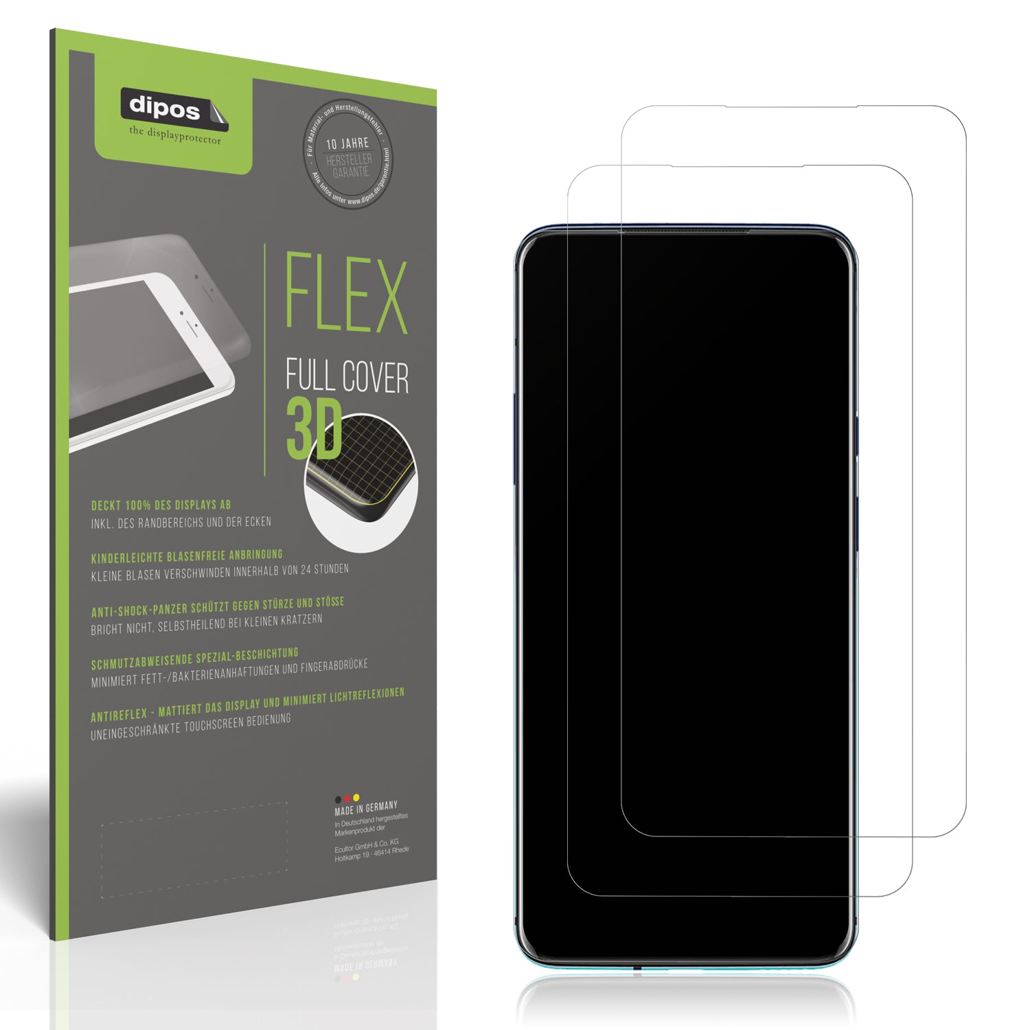 Matte Displayschutzfolie von dipos passend für OnePlus 7T Pro, 100% Displayabdeckung und blasenfreie Montage