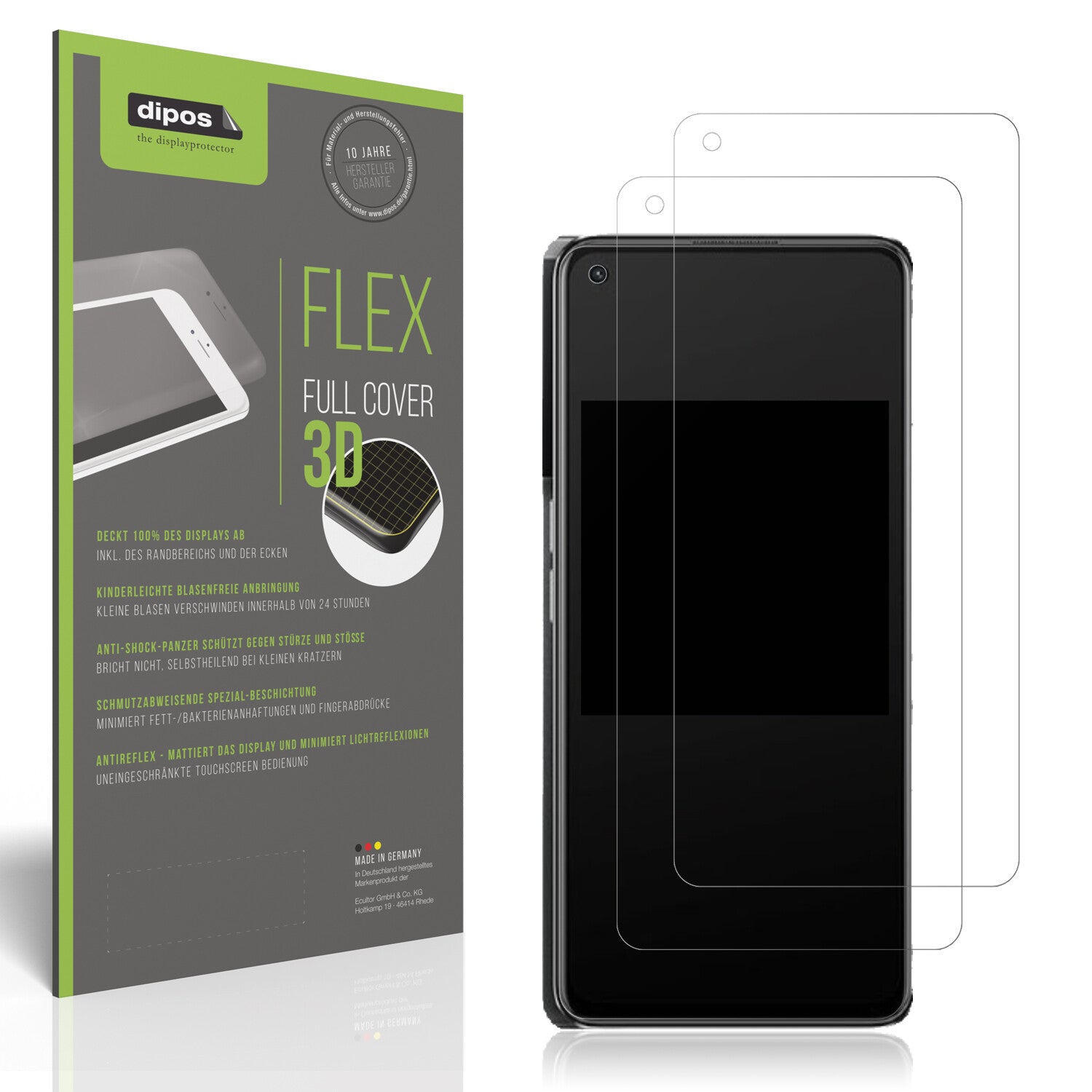 Matte Displayschutzfolie von dipos passend für Oppo K10 Pro 5G, 100% Displayabdeckung und blasenfreie Montage