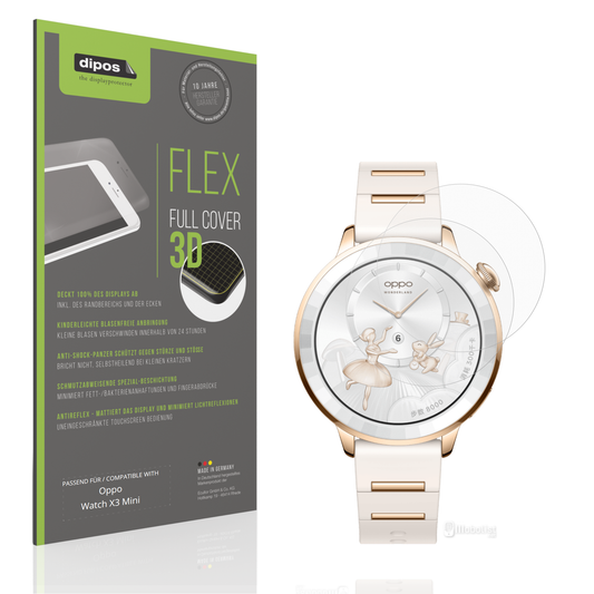 Matte Displayschutzfolie von dipos passend für Oppo Watch X3 Mini, 100% Displayabdeckung und blasenfreie Montage