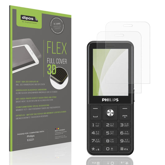 Matte Displayschutzfolie von dipos passend für Philips E2221, 100% Displayabdeckung und blasenfreie Montage