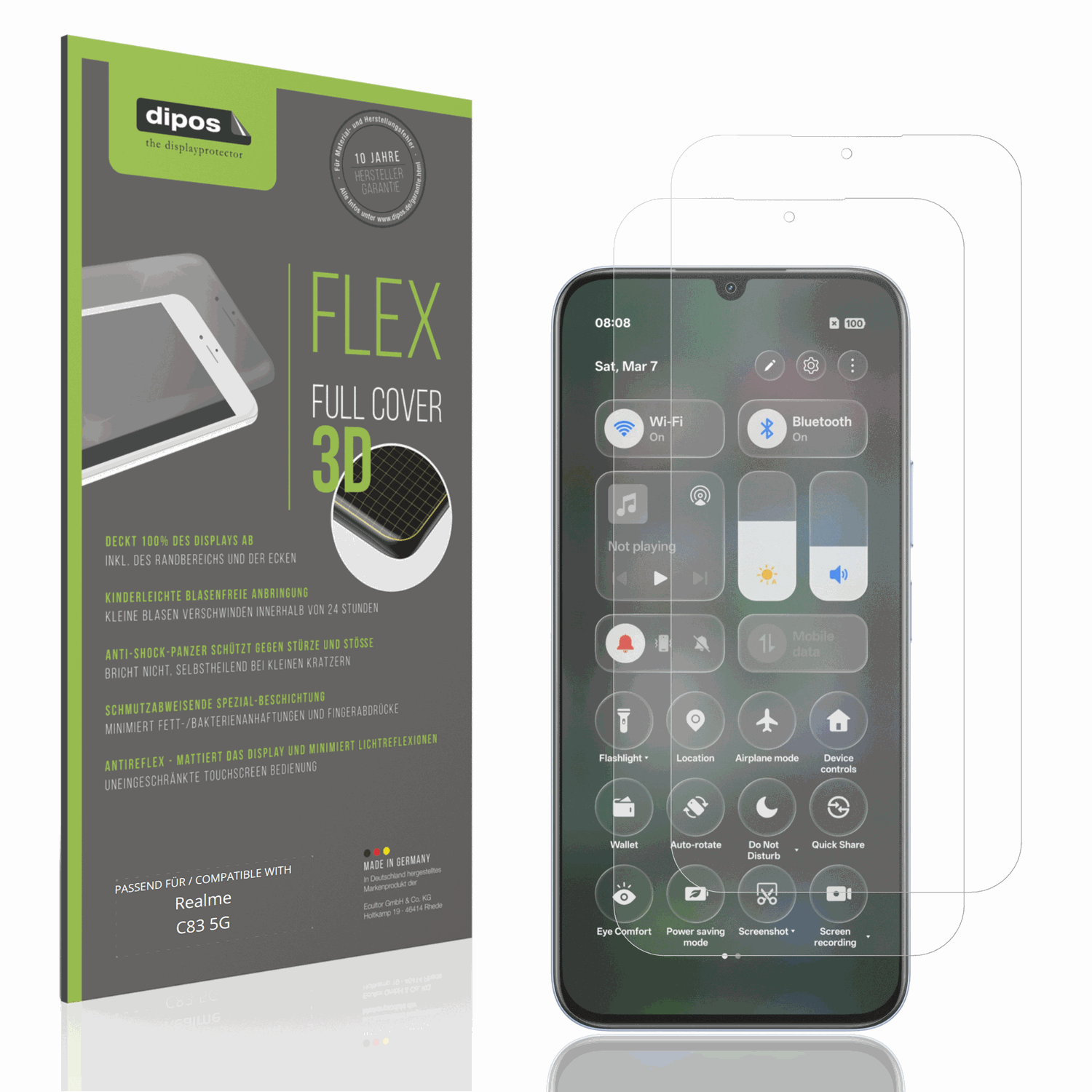 Matte Displayschutzfolie von dipos passend für Realme C83 5G, 100% Displayabdeckung und blasenfreie Montage