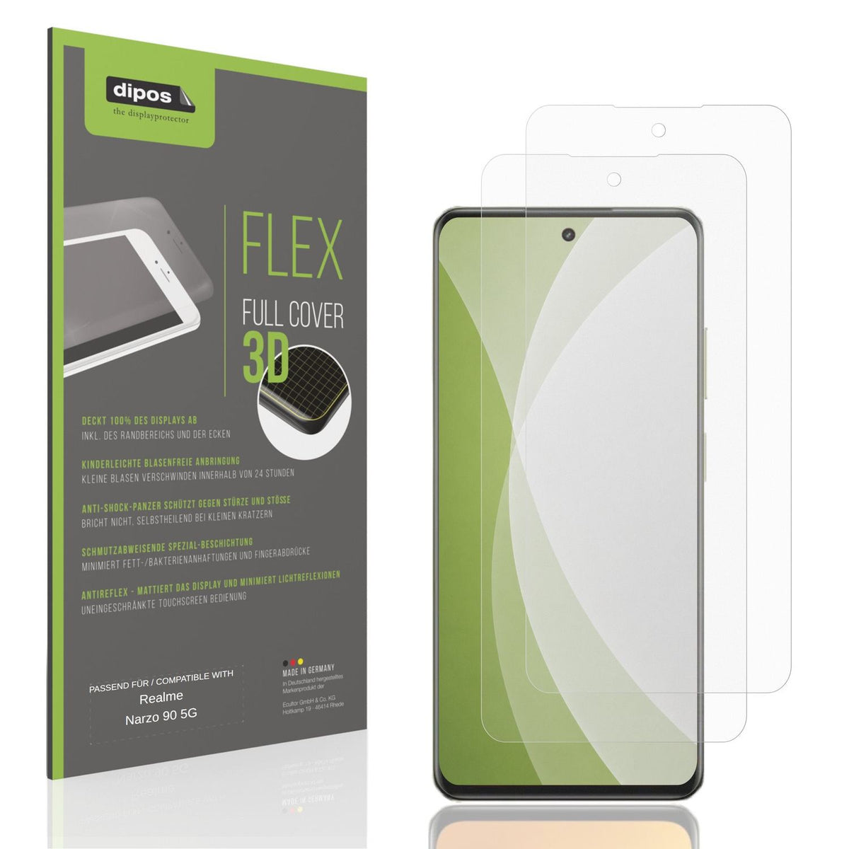 Matte Displayschutzfolie von dipos passend für Realme Narzo 90 5G, 100% Displayabdeckung und blasenfreie Montage