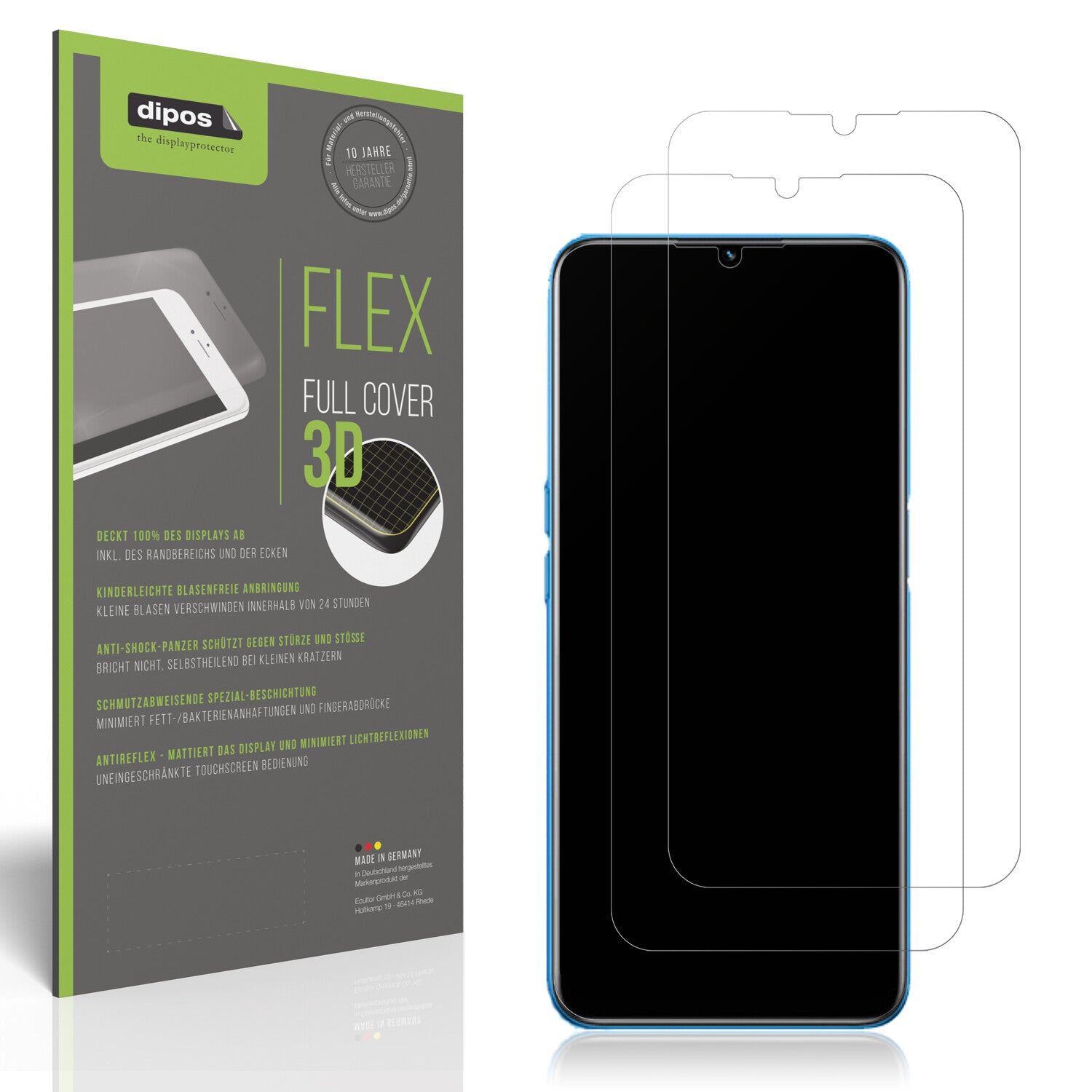Matte Displayschutzfolie von dipos passend für Realme V11s, 100% Displayabdeckung und blasenfreie Montage