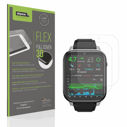 Matte Displayschutzfolie von dipos passend für Rogbid Z10 Smartwatch, 100% Displayabdeckung und blasenfreie Montage