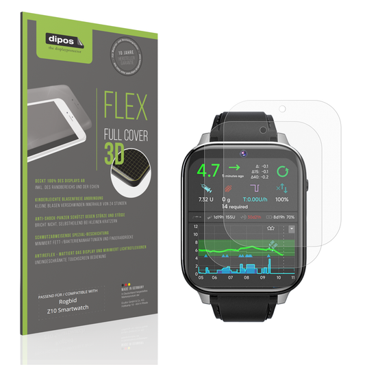 Matte Displayschutzfolie von dipos passend für Rogbid Z10 Smartwatch, 100% Displayabdeckung und blasenfreie Montage