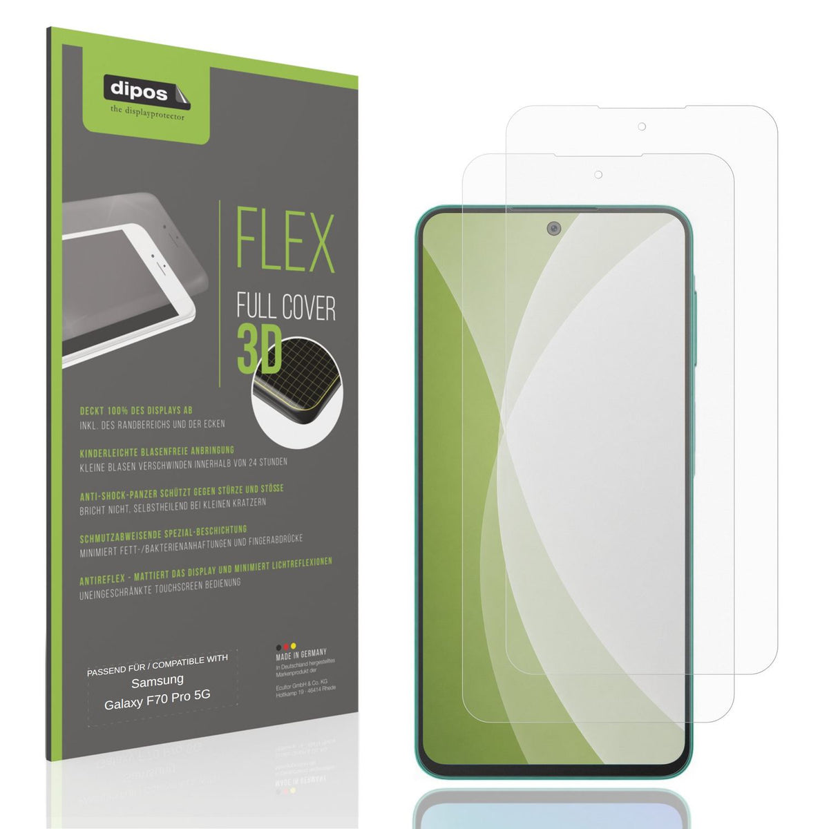 Matte Displayschutzfolie von dipos passend für Samsung Galaxy F70 Pro 5G, 100% Displayabdeckung und blasenfreie Montage