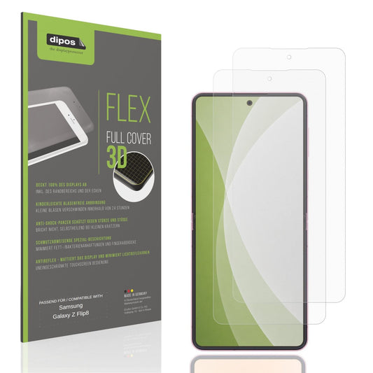 Matte Displayschutzfolie von dipos passend für Samsung Galaxy Z Flip8 Innenseite, 100% Displayabdeckung und blasenfreie Montage