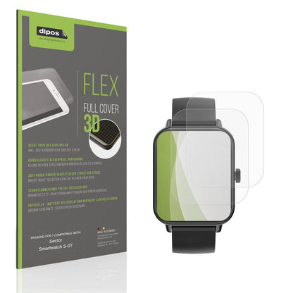 Matte Displayschutzfolie von dipos passend für Sector Smartwatch S-07, 100% Displayabdeckung und blasenfreie Montage