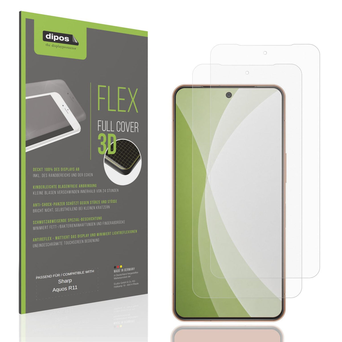 Matte Displayschutzfolie von dipos passend für Sharp Aquos R11, 100% Displayabdeckung und blasenfreie Montage
