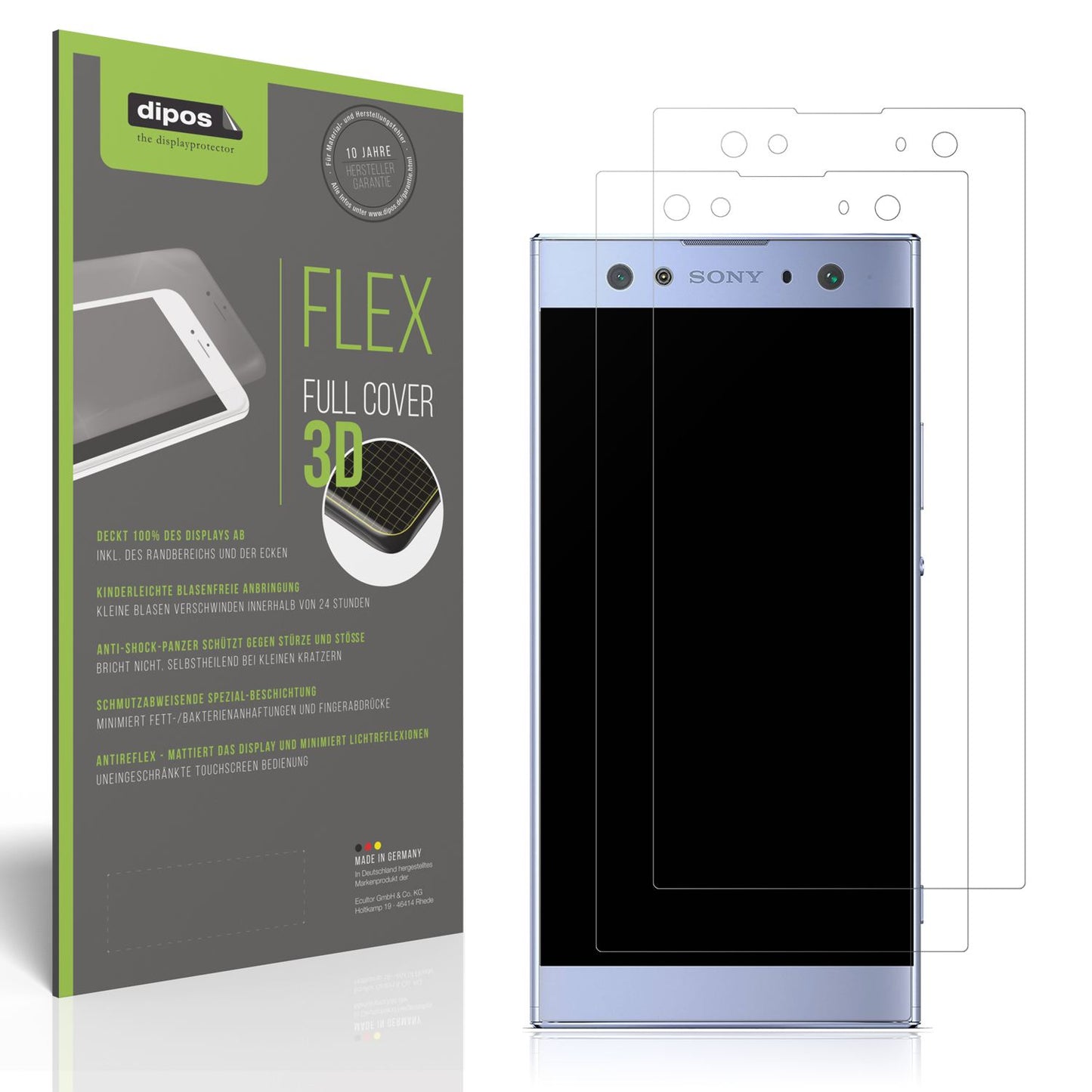 Matte Displayschutzfolie von dipos passend für Sony Xperia XA2 Ultra, 100% Displayabdeckung und blasenfreie Montage
