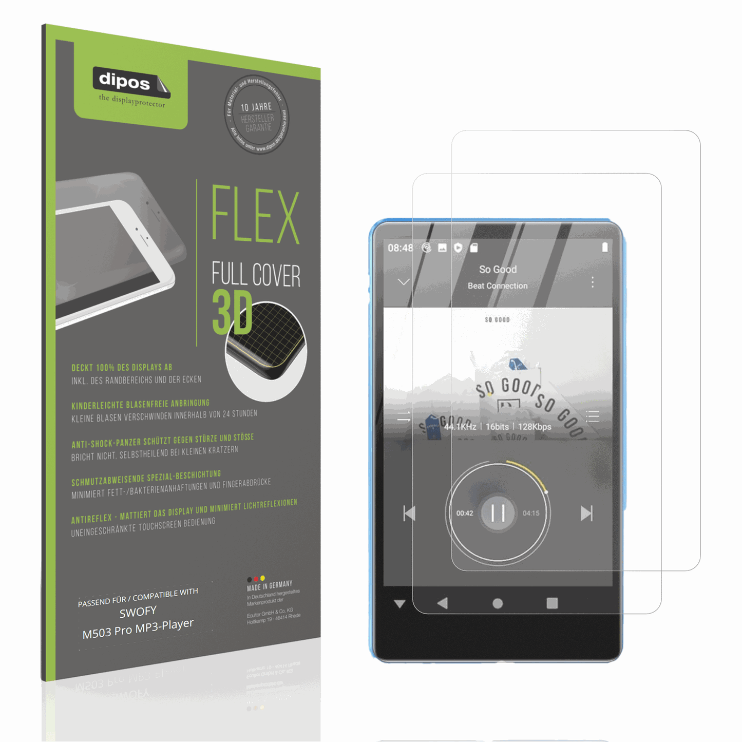 Matte Displayschutzfolie von dipos passend für SWOFY M503 Pro MP3-Player, 100% Displayabdeckung und blasenfreie Montage