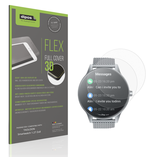 Matte Displayschutzfolie von dipos passend für TAOLOON Smartwatch 1.27 Zoll, 100% Displayabdeckung und blasenfreie Montage