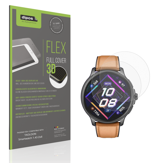 Matte Displayschutzfolie von dipos passend für TAOLOON Smartwatch 1.43 Zoll, 100% Displayabdeckung und blasenfreie Montage