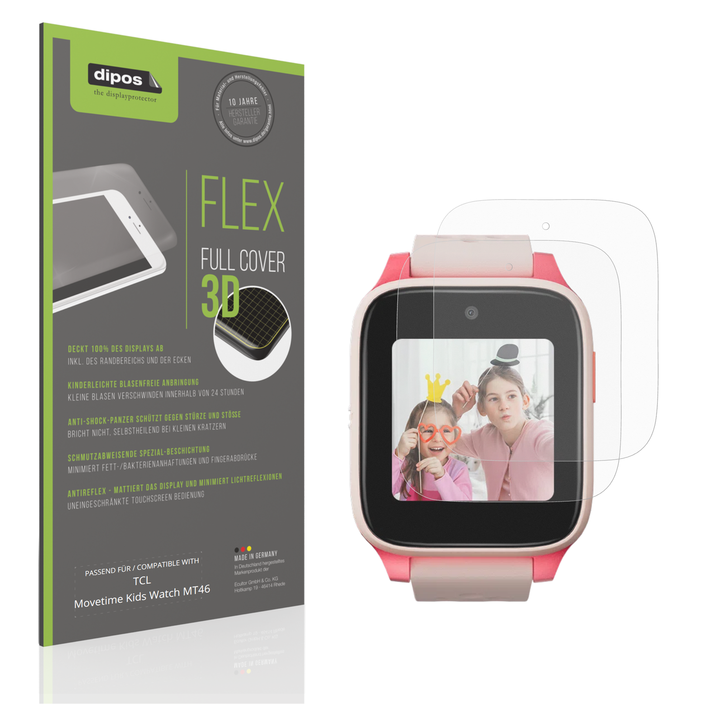 Matte Displayschutzfolie von dipos passend für TCL Movetime Kids Watch MT46, 100% Displayabdeckung und blasenfreie Montage