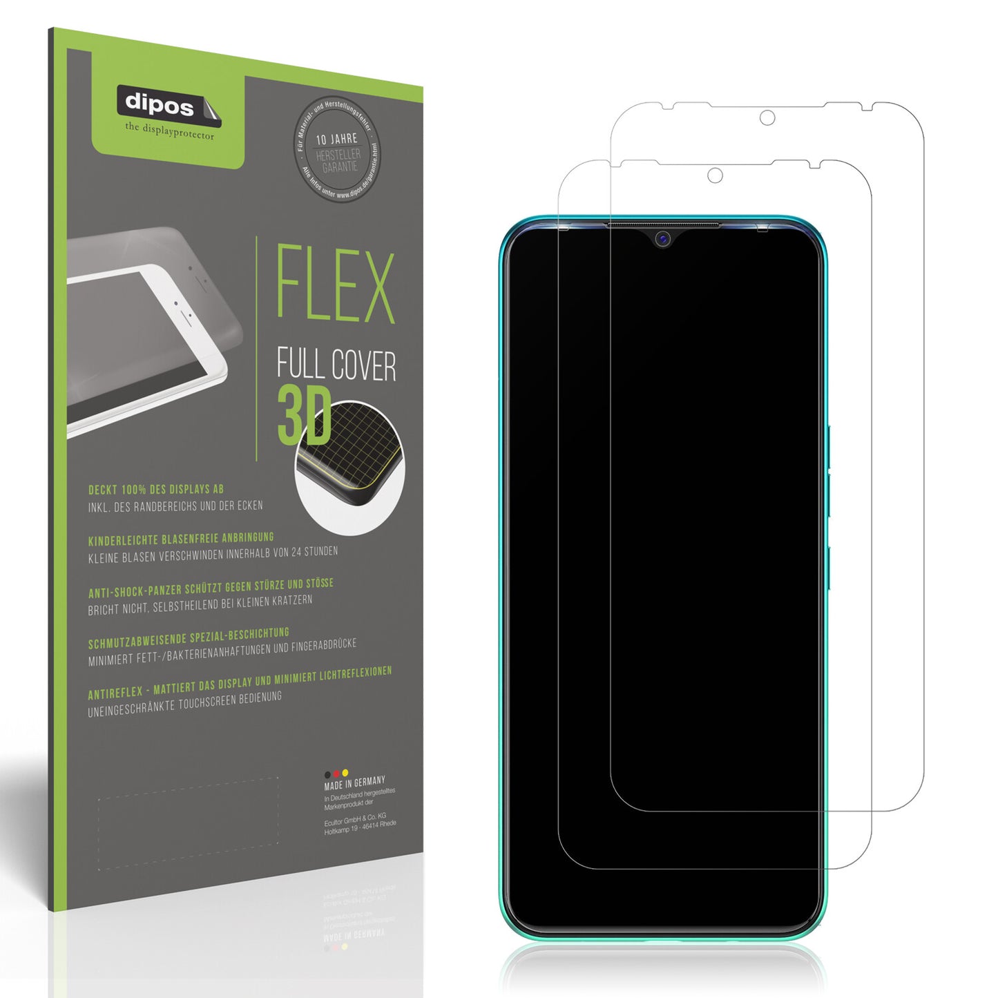 Matte Displayschutzfolie von dipos passend für Tecno Spark 7T, 100% Displayabdeckung und blasenfreie Montage
