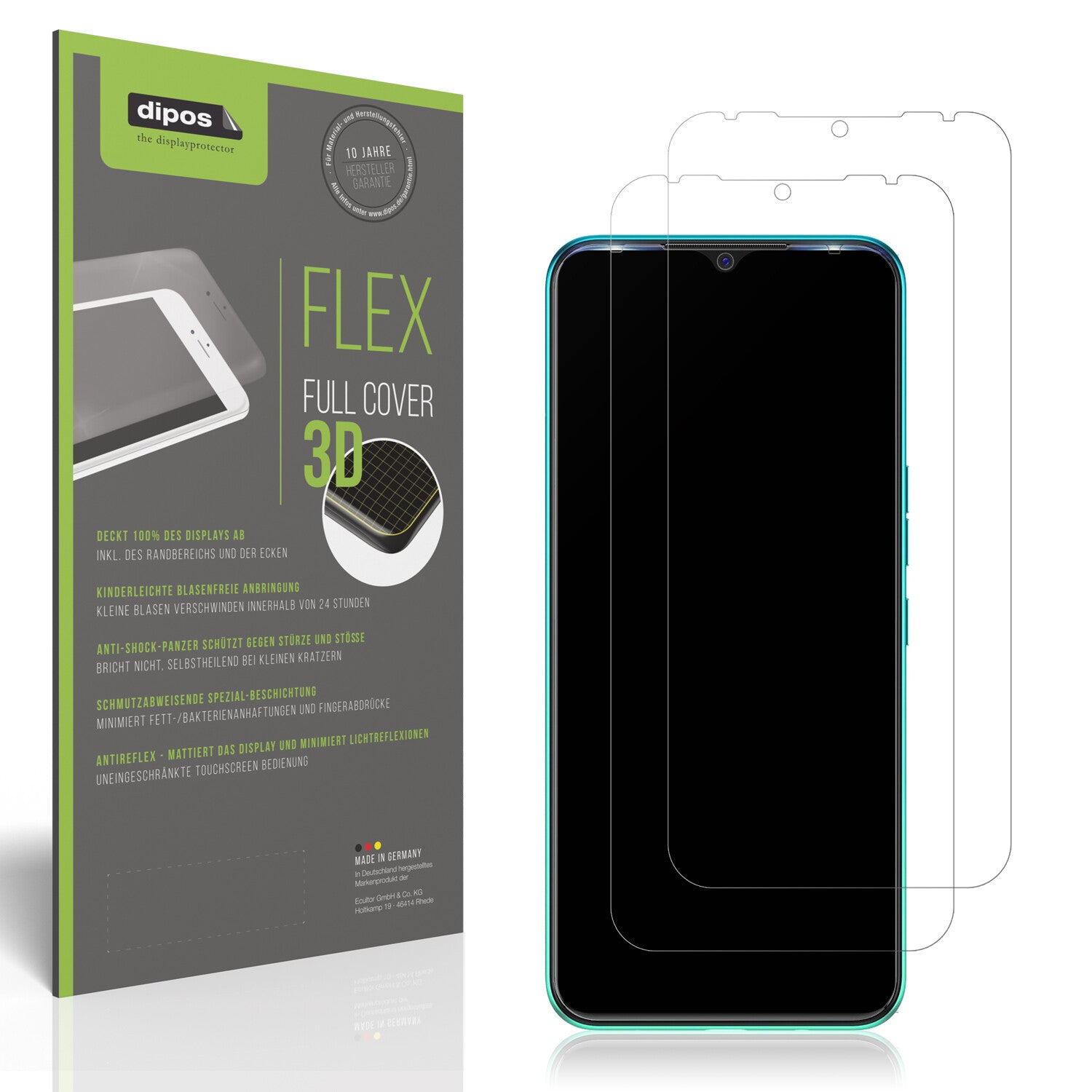 Matte Displayschutzfolie von dipos passend für Tecno Spark 7T, 100% Displayabdeckung und blasenfreie Montage