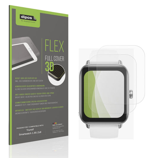 Matte Displayschutzfolie von dipos passend für Trunsif Smartwatch 1.85 Zoll, 100% Displayabdeckung und blasenfreie Montage