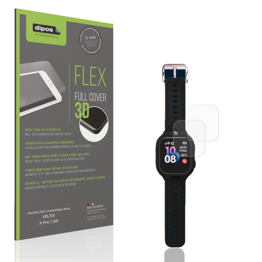 Matte Displayschutzfolie von dipos passend für VELTIX X Pro 1.69, 100% Displayabdeckung und blasenfreie Montage