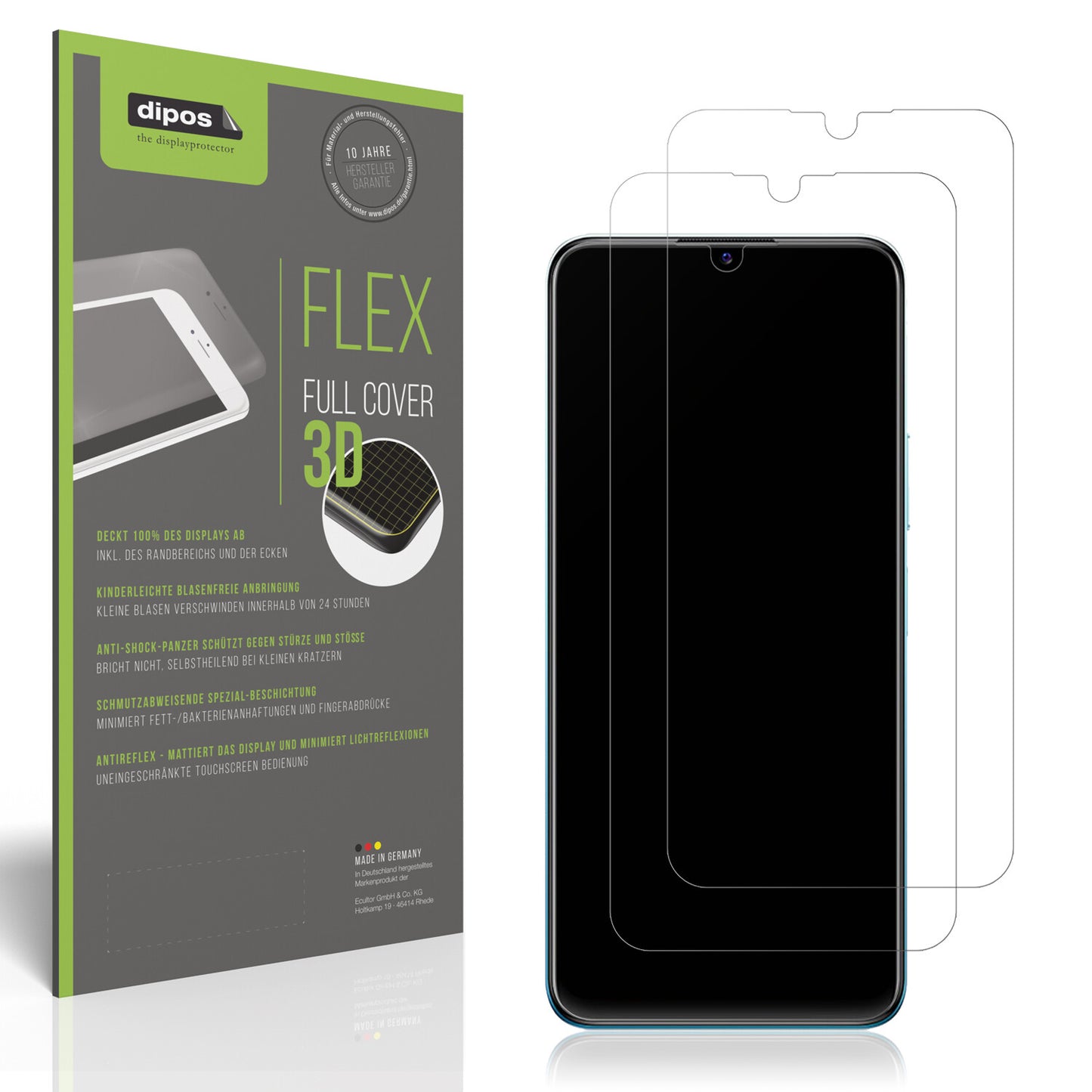 Matte Displayschutzfolie von dipos passend für Vivo Y15c, 100% Displayabdeckung und blasenfreie Montage