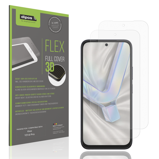 Matte Displayschutzfolie von dipos passend für Vivo Y31d Pro, 100% Displayabdeckung und blasenfreie Montage