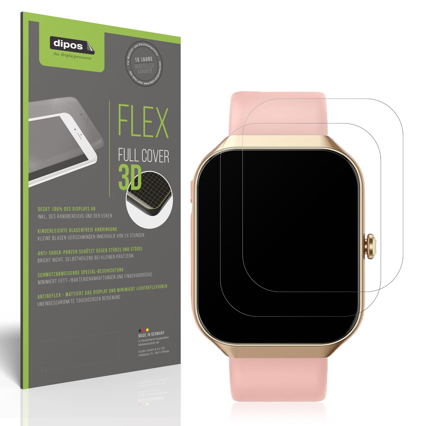 Matte Displayschutzfolie von dipos passend für Walkbee Smartwatch 1.96 Zoll, 100% Displayabdeckung und blasenfreie Montage