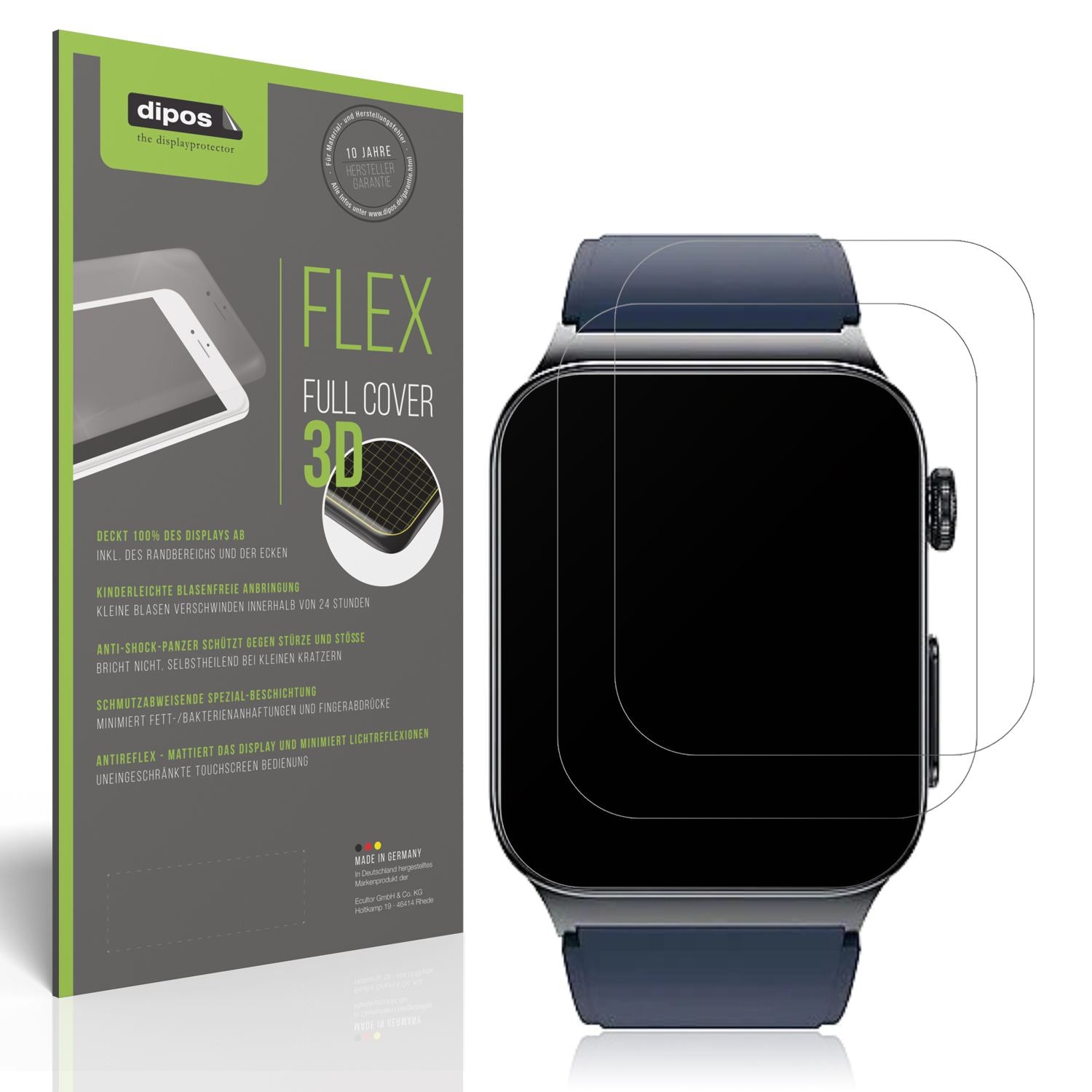 Matte Displayschutzfolie von dipos passend für Watchmark Cardio One, 100% Displayabdeckung und blasenfreie Montage