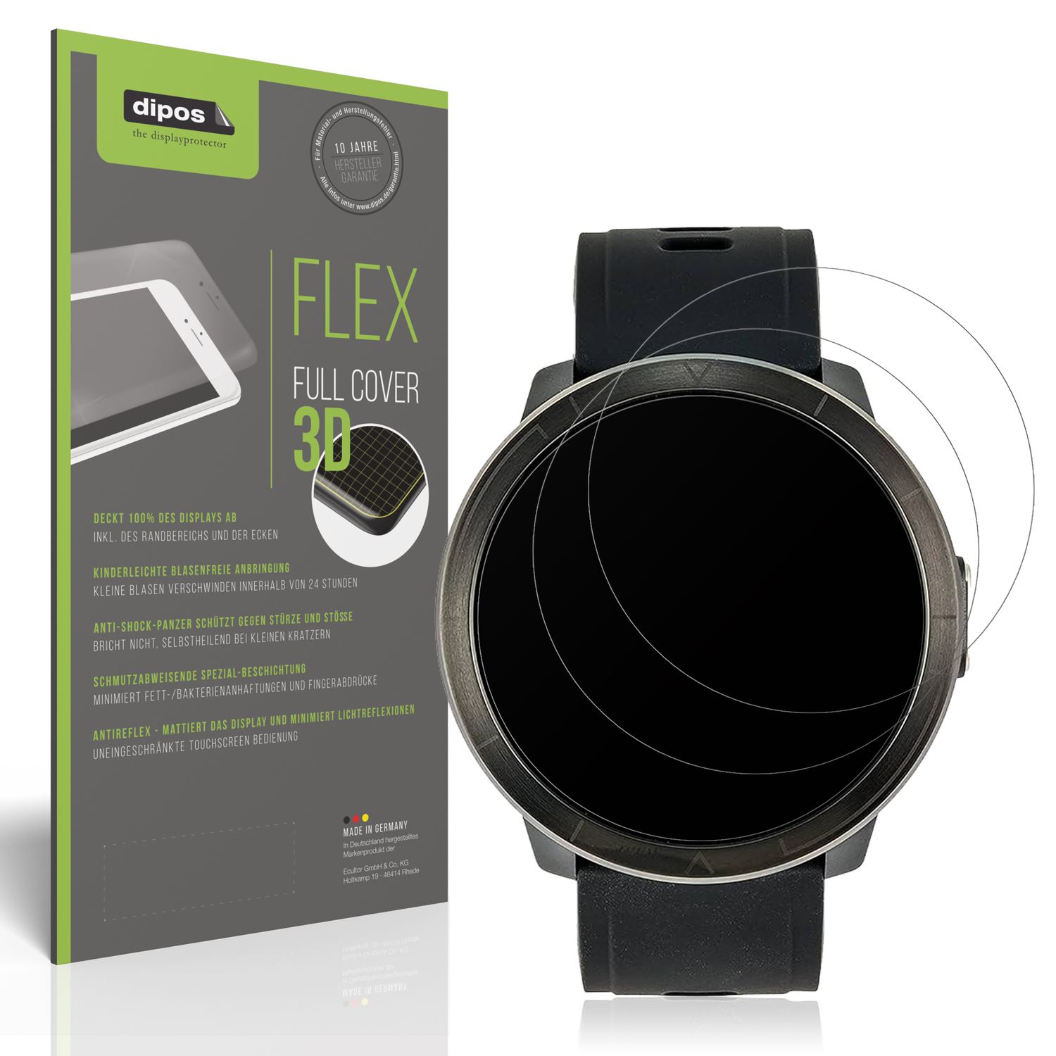 Matte Displayschutzfolie von dipos passend für Watchmark Kardiowatch WM18 Plus, 100% Displayabdeckung und blasenfreie Montage