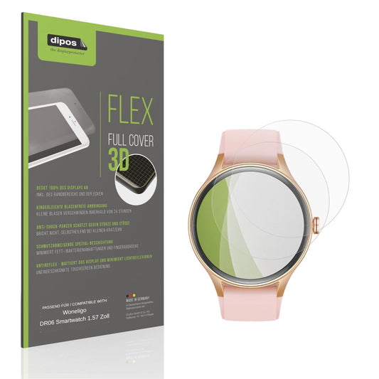 Matte Displayschutzfolie von dipos passend für Woneligo DR06 Smartwatch 1.57 Zoll, 100% Displayabdeckung und blasenfreie Montage