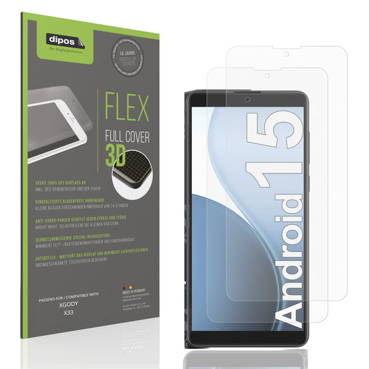 Matte Displayschutzfolie von dipos passend für XGODY X33, 100% Displayabdeckung und blasenfreie Montage
