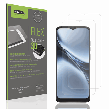 Matte Displayschutzfolie von dipos passend für XGODY X36, 100% Displayabdeckung und blasenfreie Montage